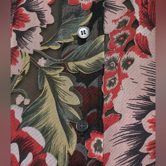 Reiss NWOT Flowy Floral Burnout Button Down Shirt Size Small - Picture 6 of 16